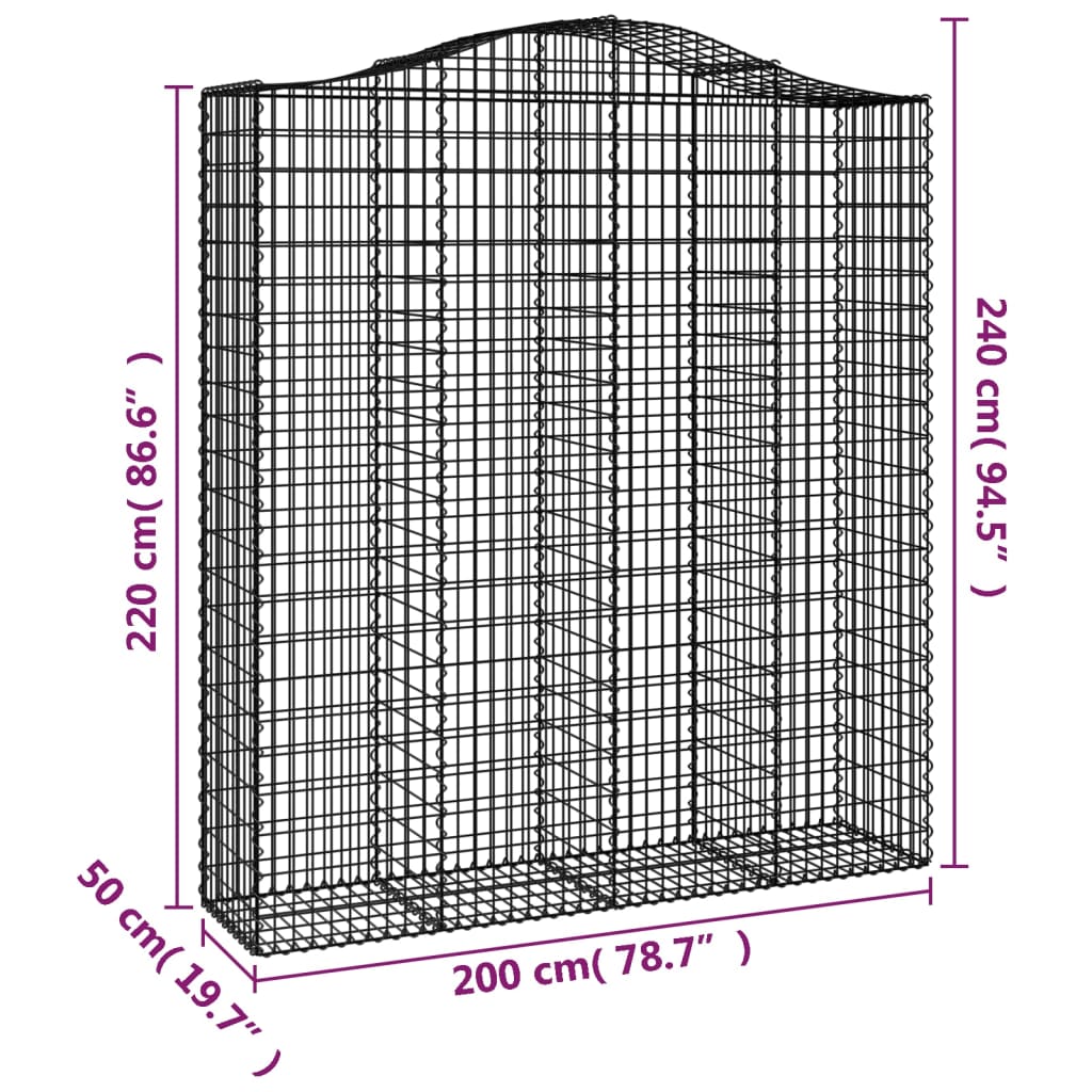 vidaXL Schanskorven 7 st gewelfd 200x50x220/240 cm ijzer