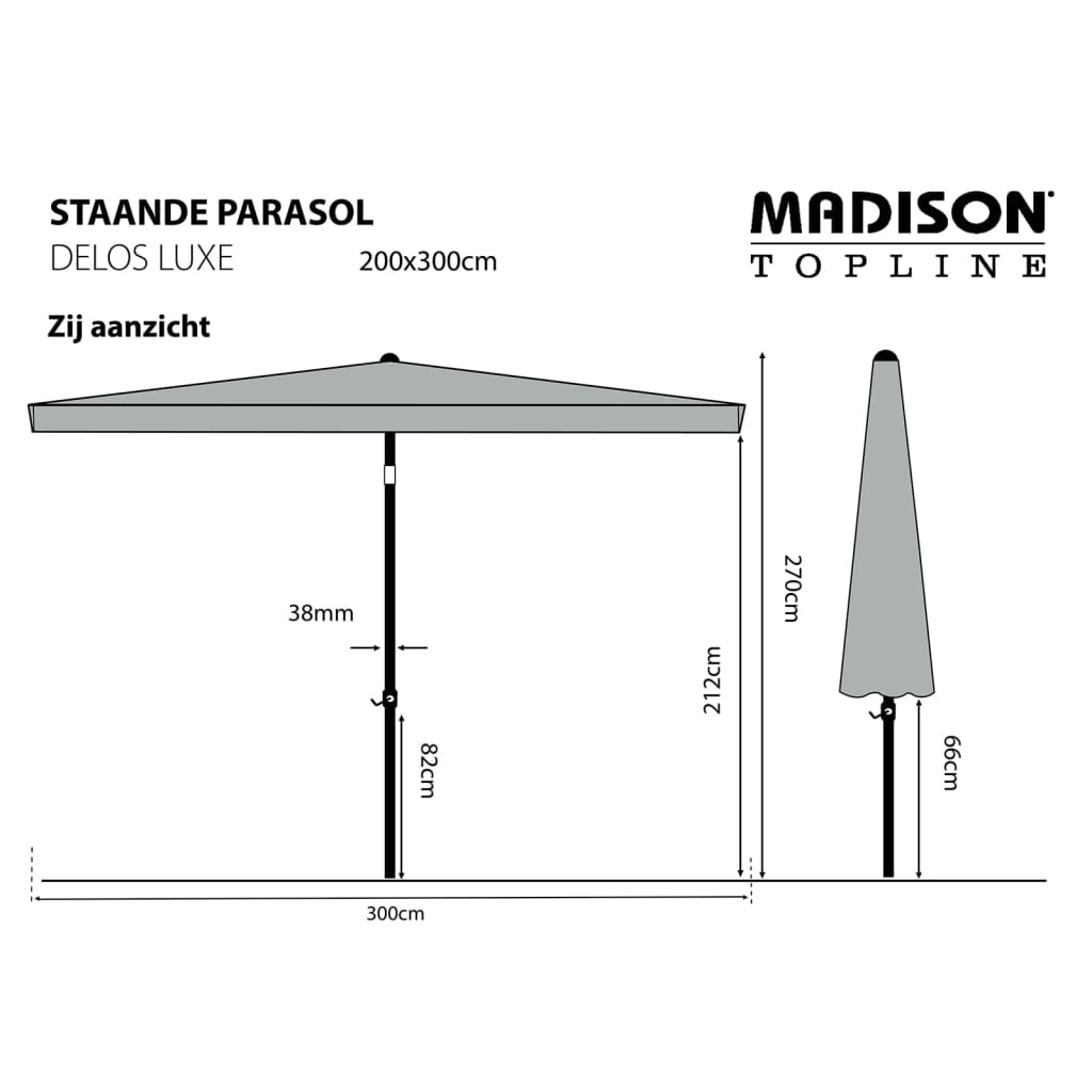 Silicium Klant Voorlopige Madison Parasol Delos Luxe 300x200 cm grijs PAC5P014 kopen? | vidaXL.nl