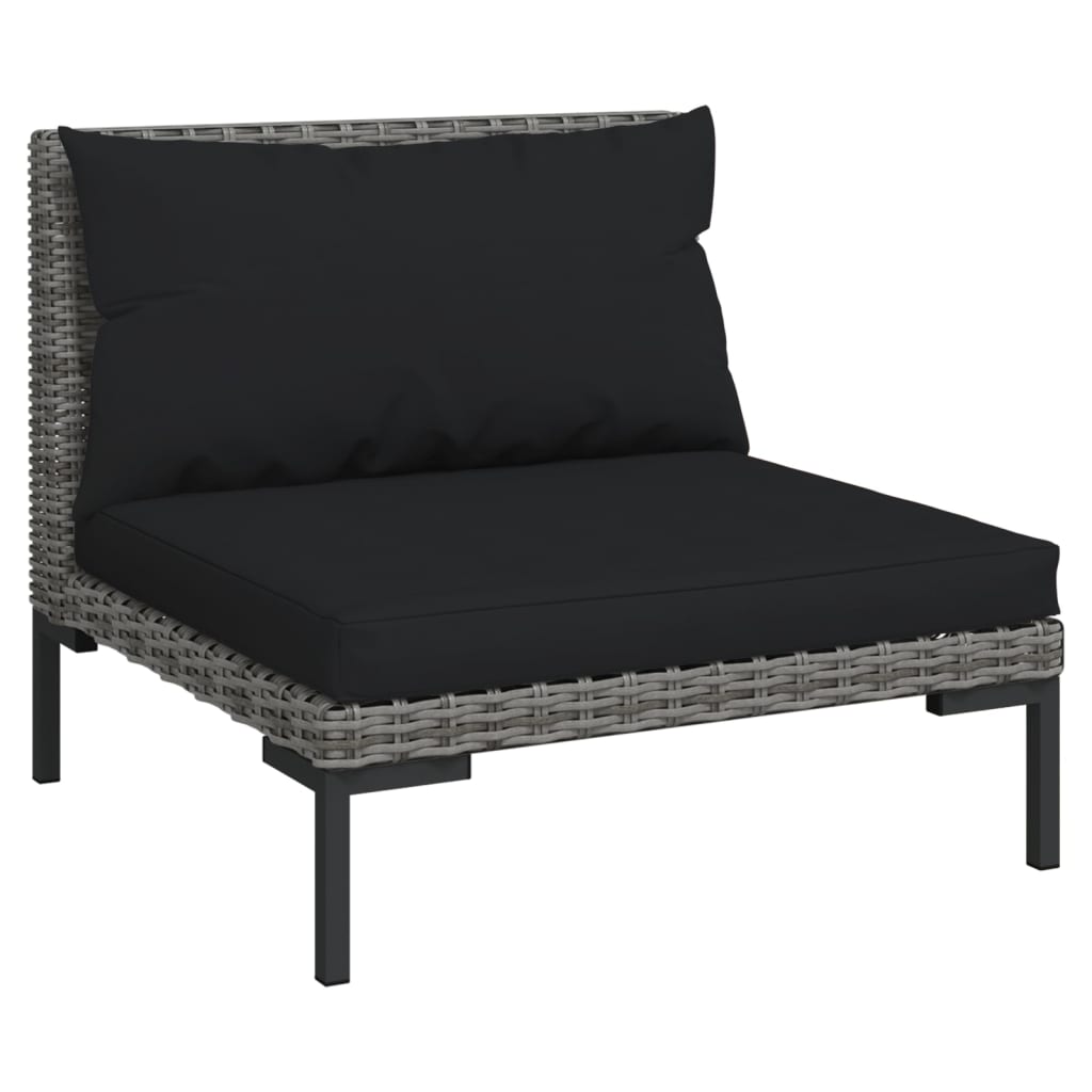 vidaXL 8-delige Loungeset met kussens poly rattan donkergrijs