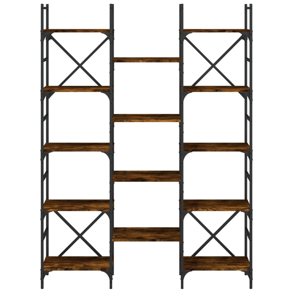 vidaXL Boekenkast 127,5x28,5x172,5 cm bewerkt hout gerookt eikenkleur