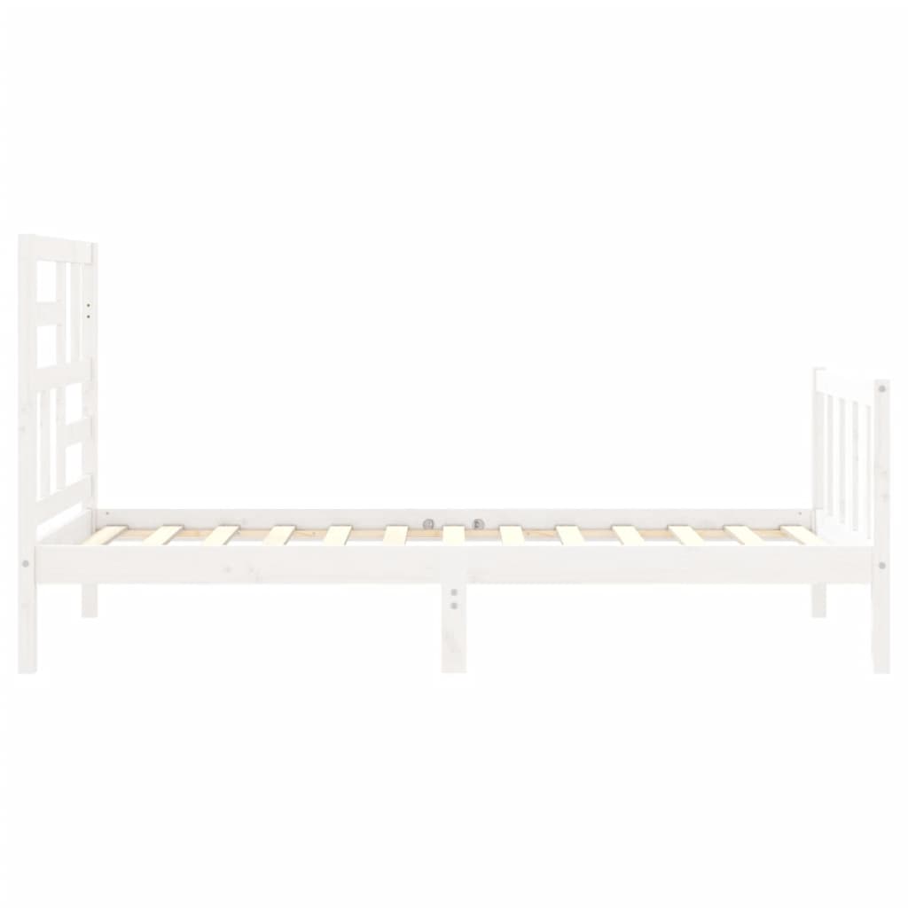 vidaXL Bedframe met hoofdbord massief hout wit