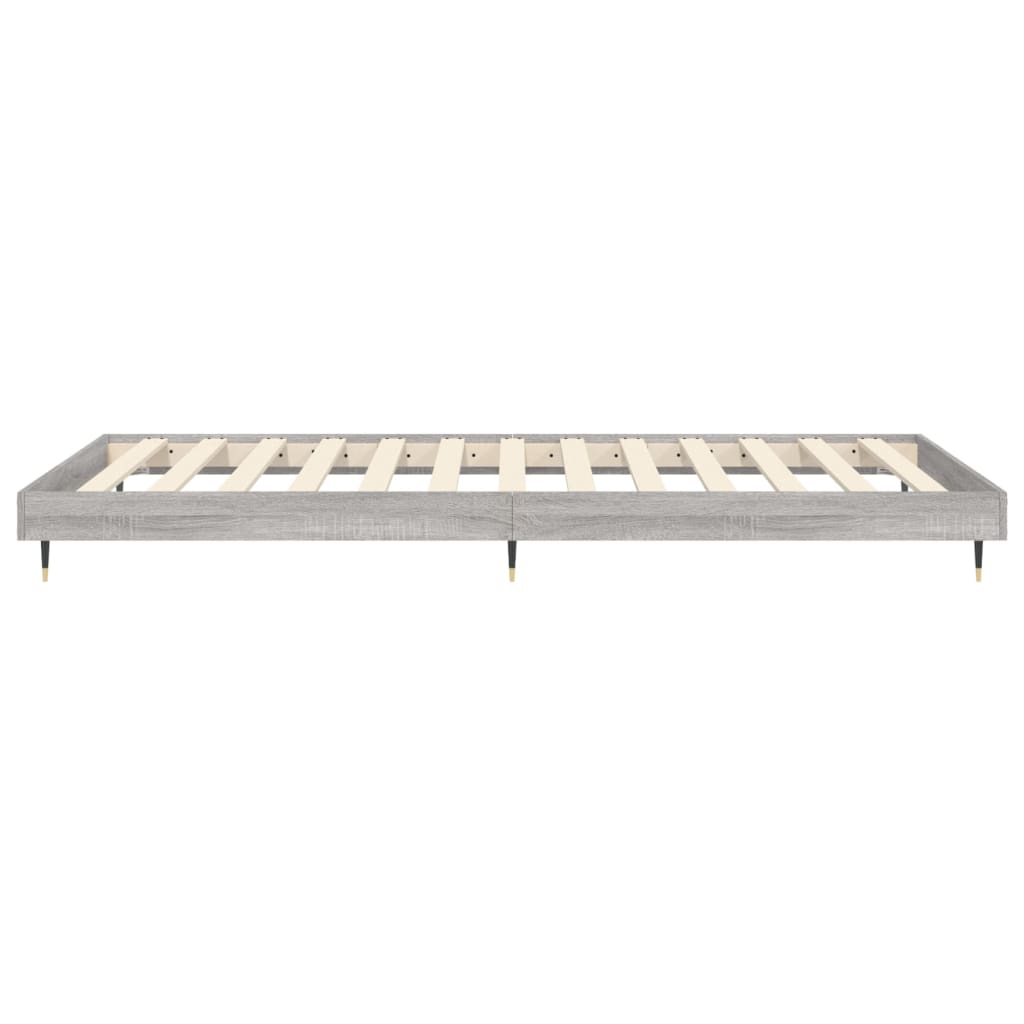 vidaXL Bedframe bewerkt hout grijs sonoma eikenkleurig 90x190 cm