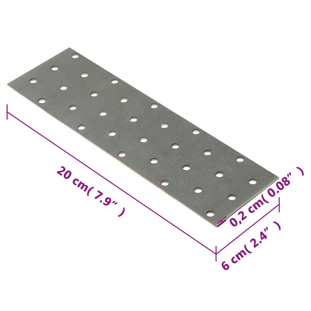 vidaXL Platen geperforeerd 40 st 2 mm 200x60 mm gegalvaniseerd staal