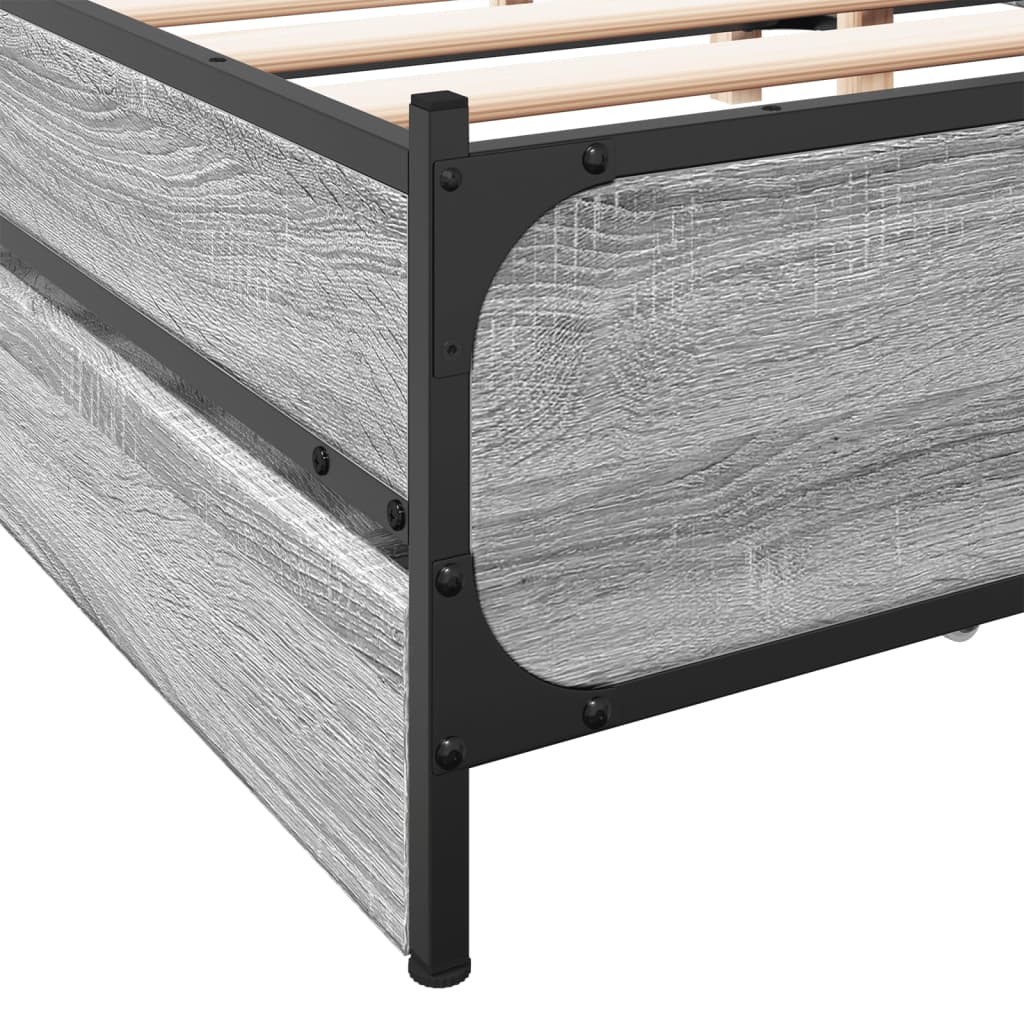 vidaXL Bedframe met lades bewerkt hout grijs sonoma eiken 160x200 cm