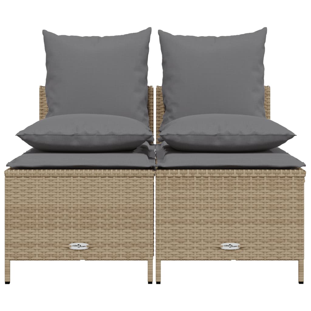 vidaXL 4-delige Loungeset met kussens poly rattan beige