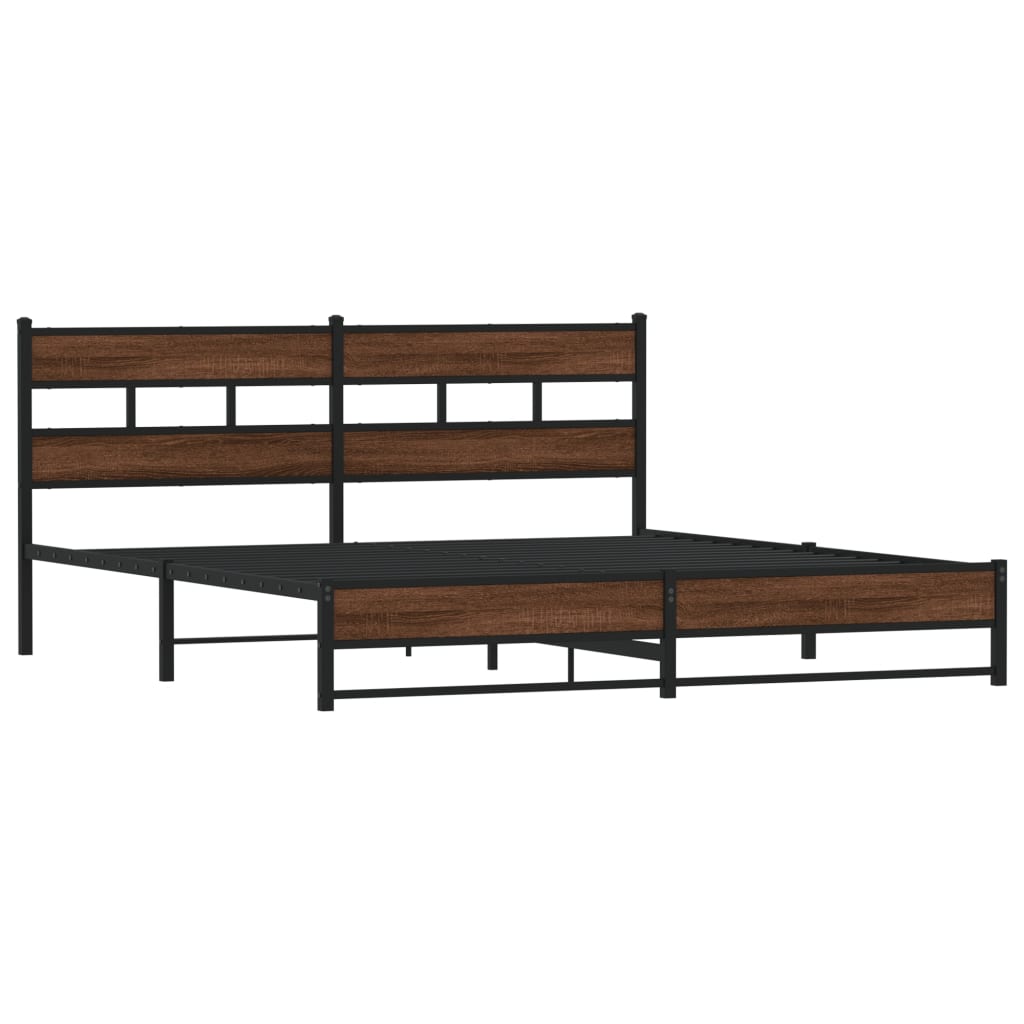 vidaXL Bedframe zonder matras metaal bruin eikenkleur 183x213 cm