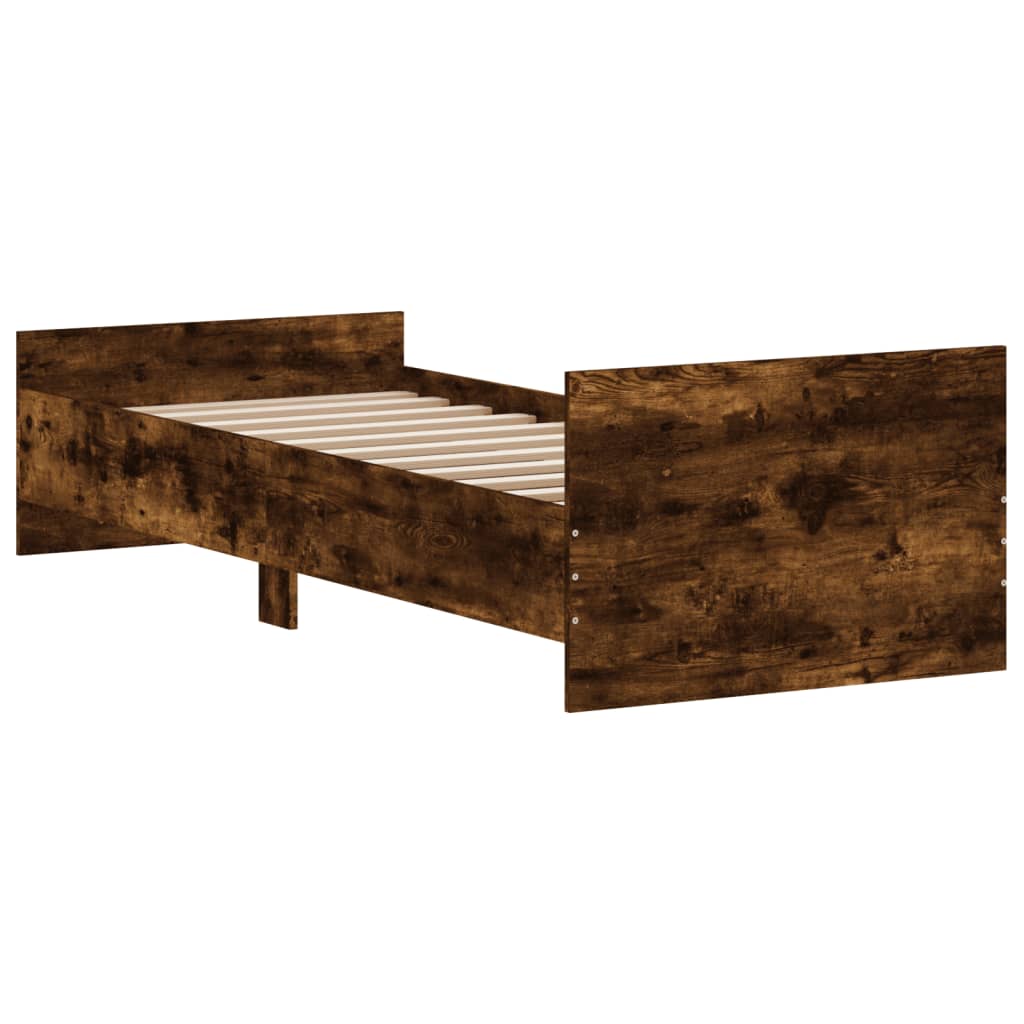 vidaXL Bedframe zonder matras hout gerookt eikenkleurig 75x190 cm