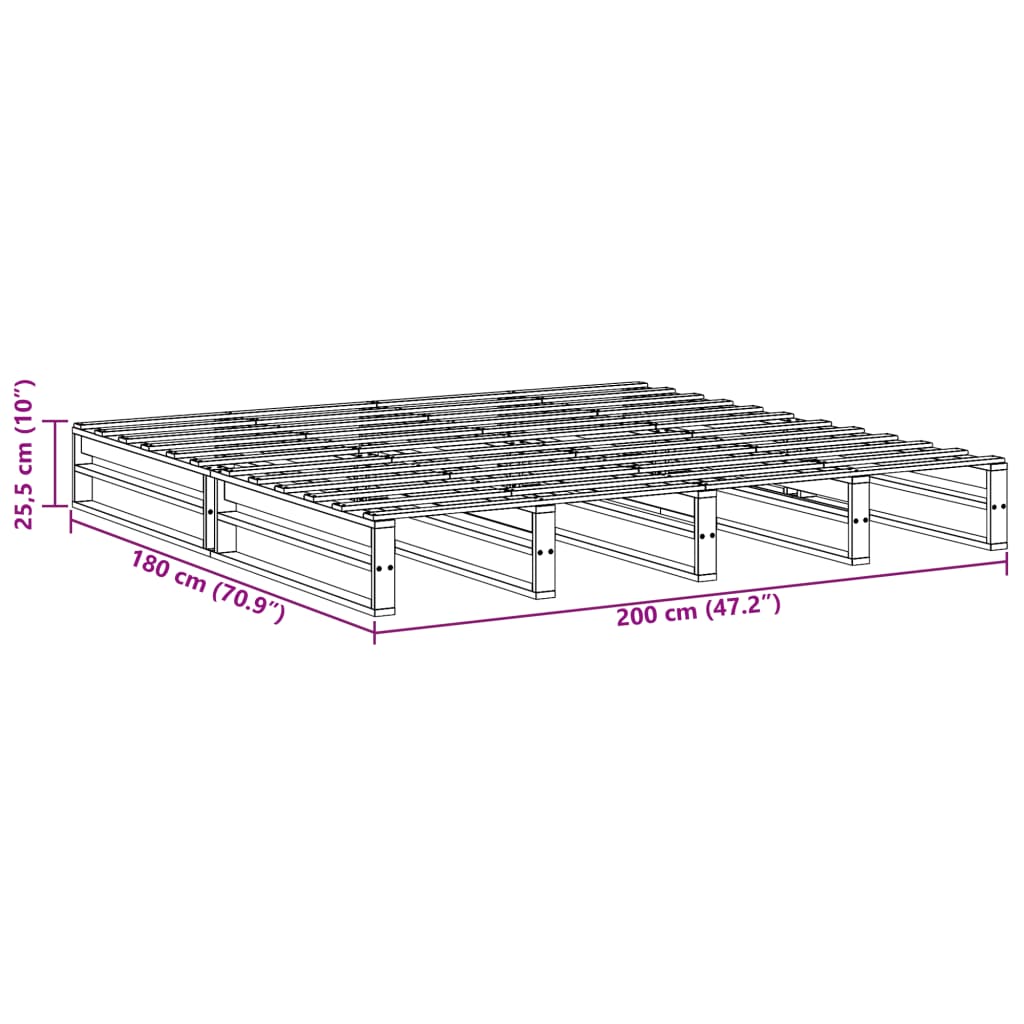 vidaXL Bedframe zonder matras massief grenenhout wit 180x200 cm