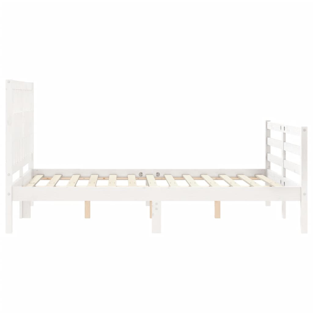 vidaXL Bedframe met hoofdbord massief hout wit