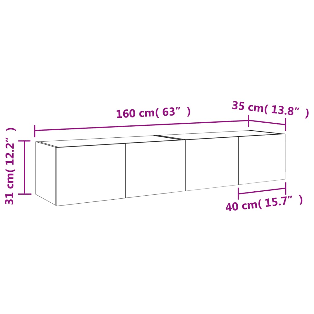 vidaXL Tv-meubels met LED-verlichting 2 st 80x35x31 cm zwart