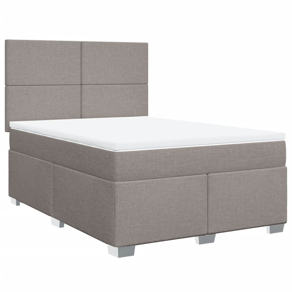 vidaXL Boxspring met matras stof taupe 160x200 cm