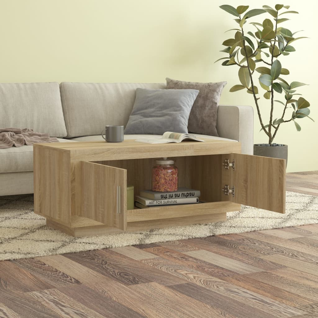 vidaXL Salontafel 102x50x45 cm bewerkt hout sonoma eikenkleurig