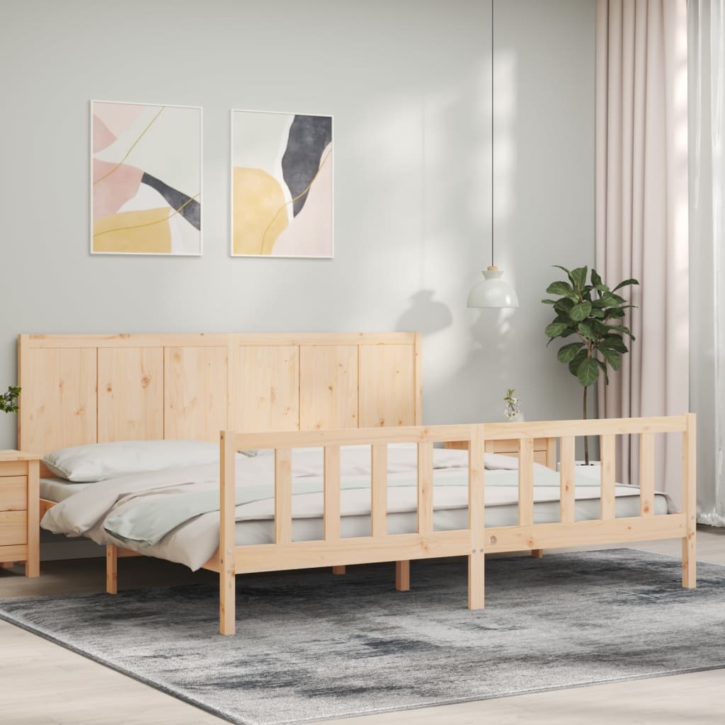 vidaXL Bedframe met hoofdbord massief hout