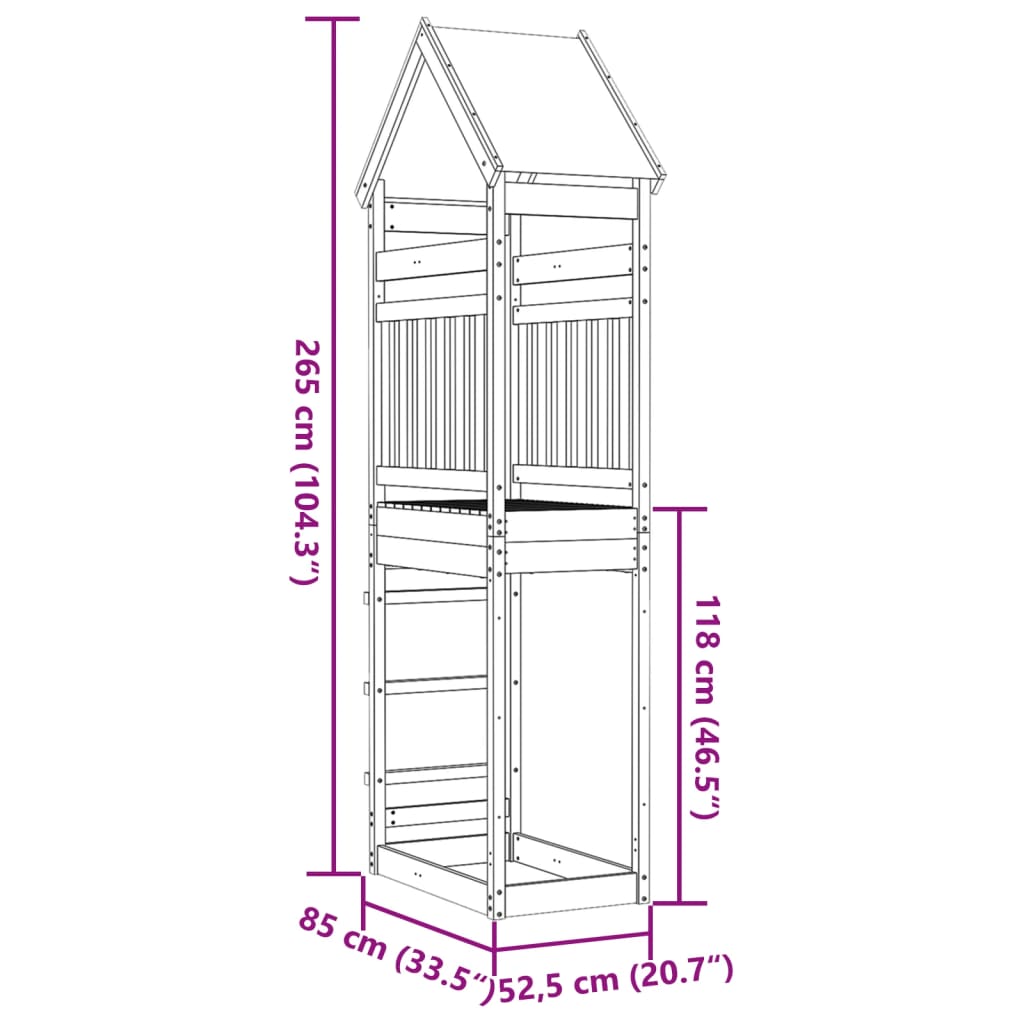 vidaXL Speeltoren 85x52,5x265 cm geïmpregneerd grenenhout