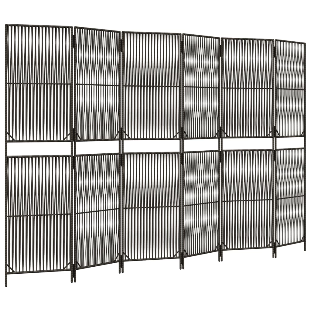 vidaXL Kamerscherm 6 panelen poly rattan grijs