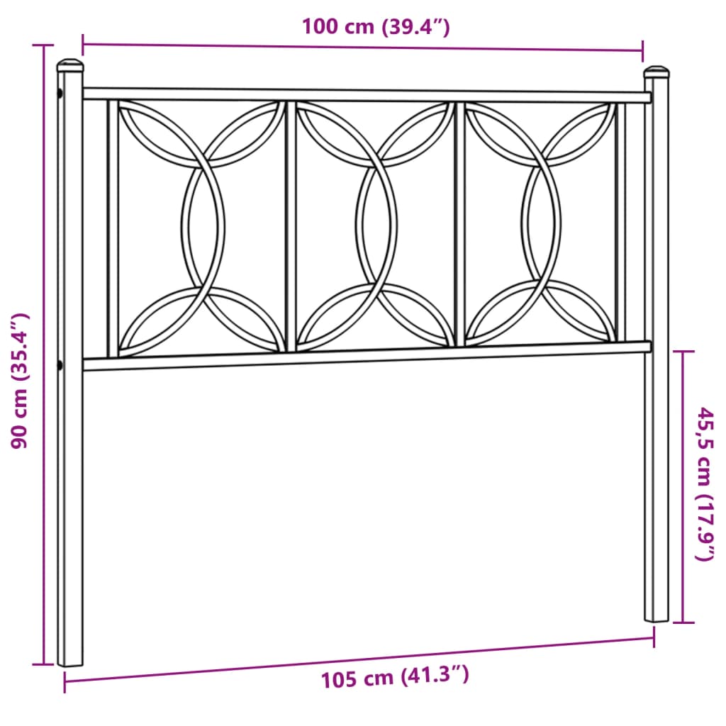 vidaXL Hoofdbord 100 cm metaal wit