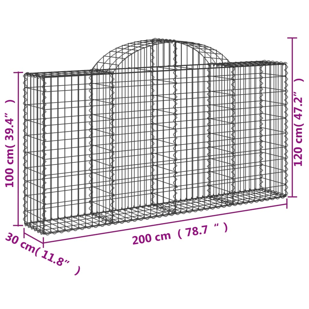 vidaXL Schanskorven 40 st gewelfd 200x30x100/120 cm ijzer