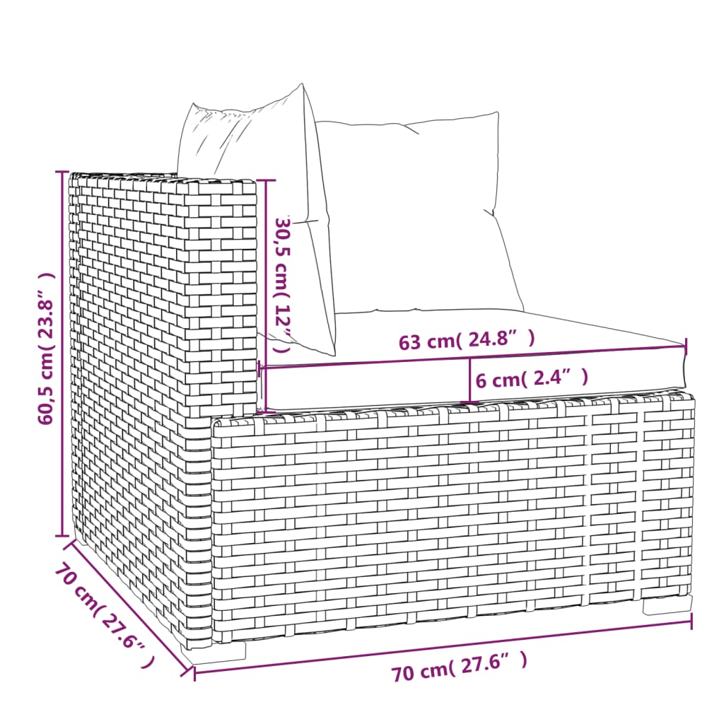 vidaXL 11-delige Loungeset met kussens poly rattan bruin