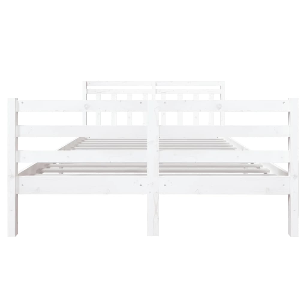 vidaXL Bedframe massief hout wit 135x190 cm