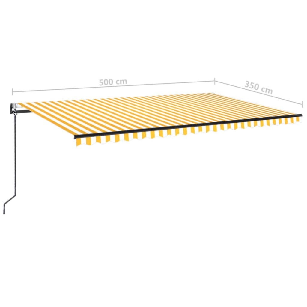 vidaXL Luifel automatisch met LED en windsensor 500x350 cm geel wit