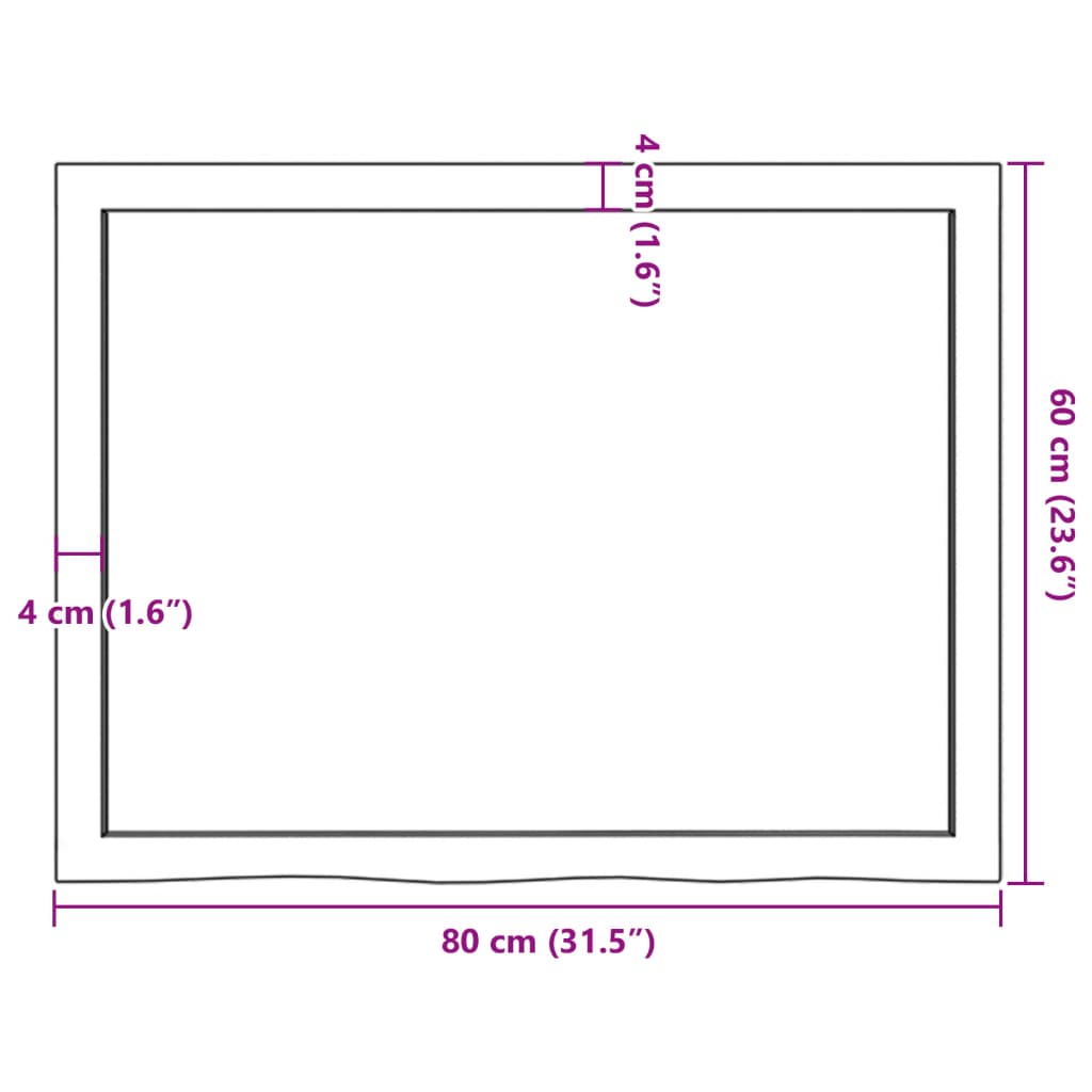 vidaXL Tafelblad 80x60x(2-6) cm onbehandeld massief eikenhout