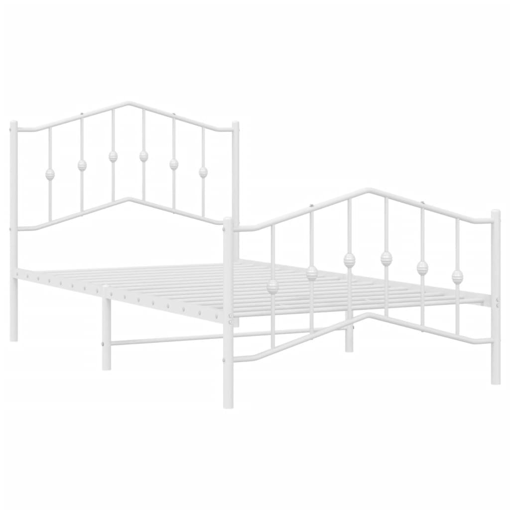 vidaXL Bedframe met hoofd- en voeteneinde metaal wit 100x190 cm