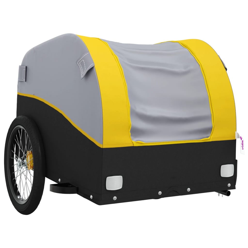 vidaXL Fietstrailer 45 kg ijzer zwart en geel