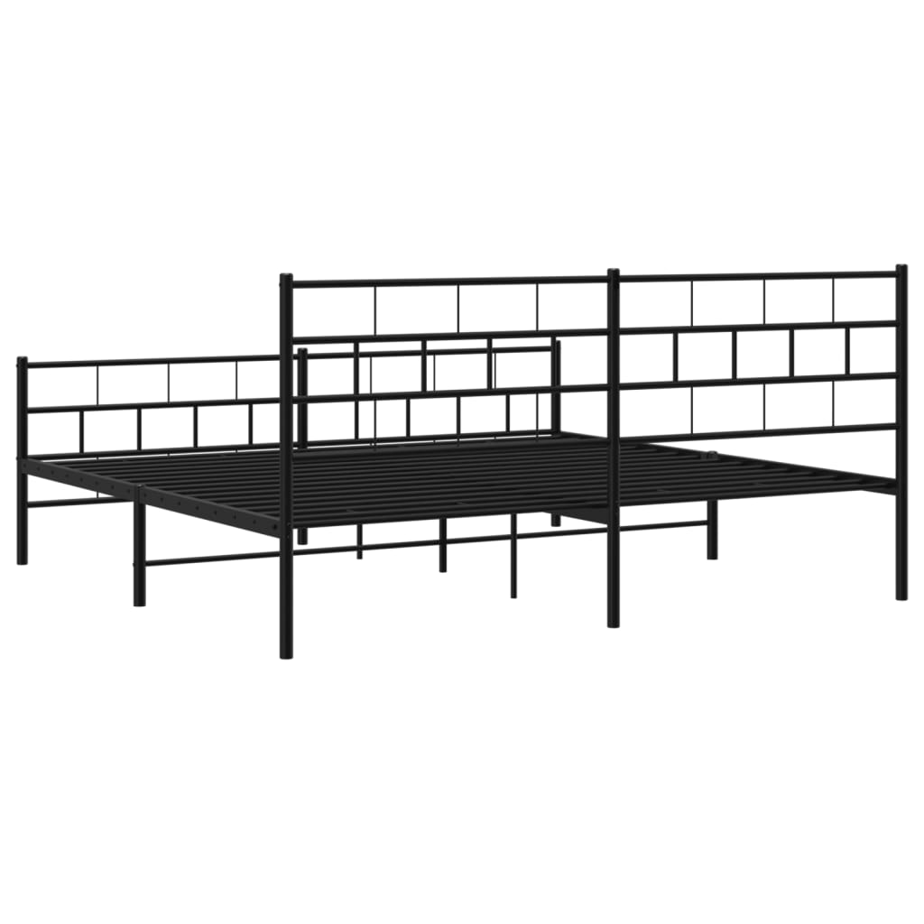 vidaXL Bedframe met hoofd- en voeteneinde metaal zwart 183x213 cm