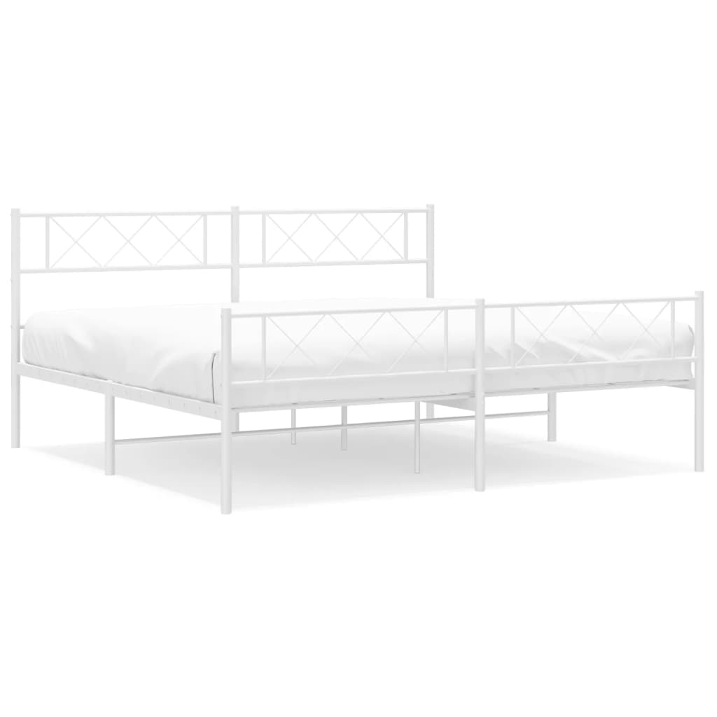 vidaXL Bedframe met hoofd- en voeteneinde metaal wit 180x200 cm