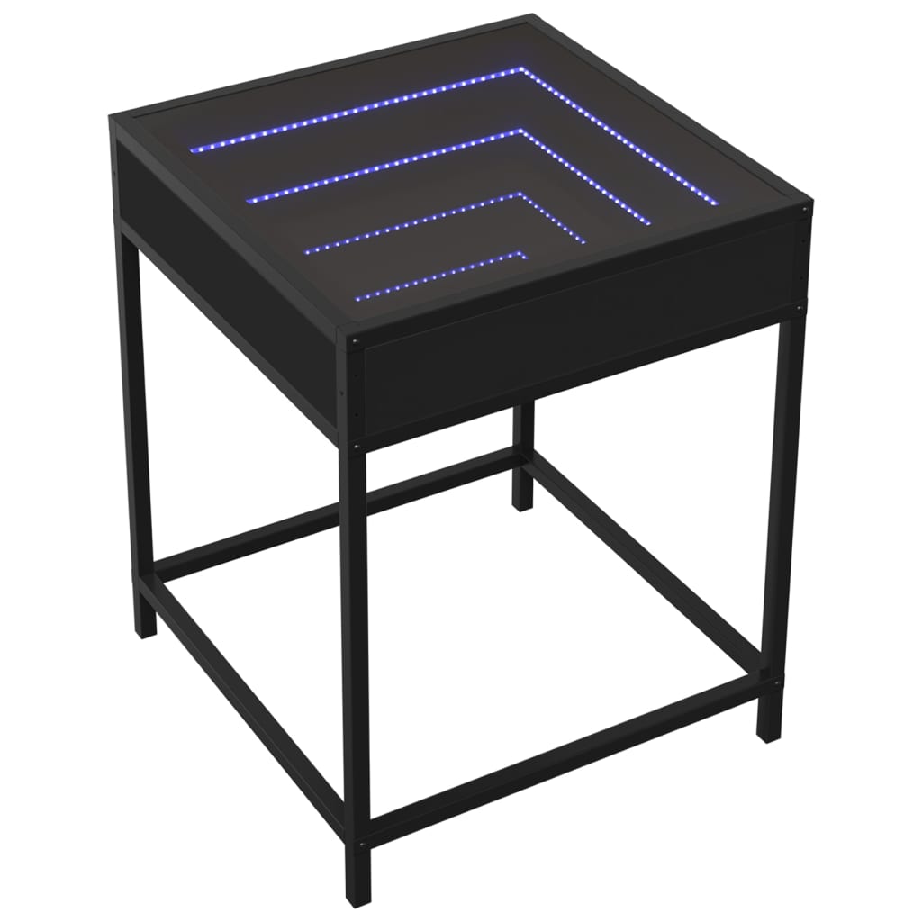 vidaXL Salontafel met Infinity LED 40x40x51 cm zwart