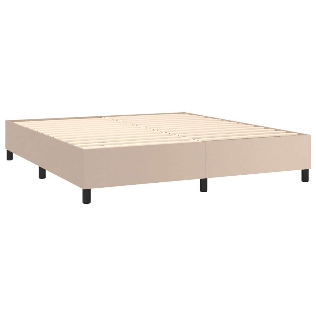 vidaXL Boxspring met matras en LED kunstleer cappuccinokleur 160x200cm