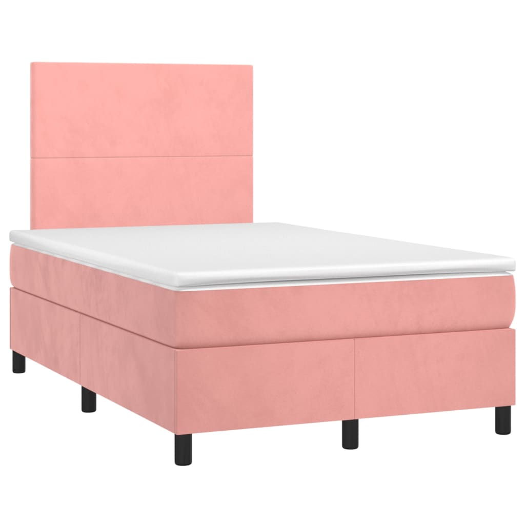 vidaXL Boxspring met matras en LED fluweel roze 120x190 cm