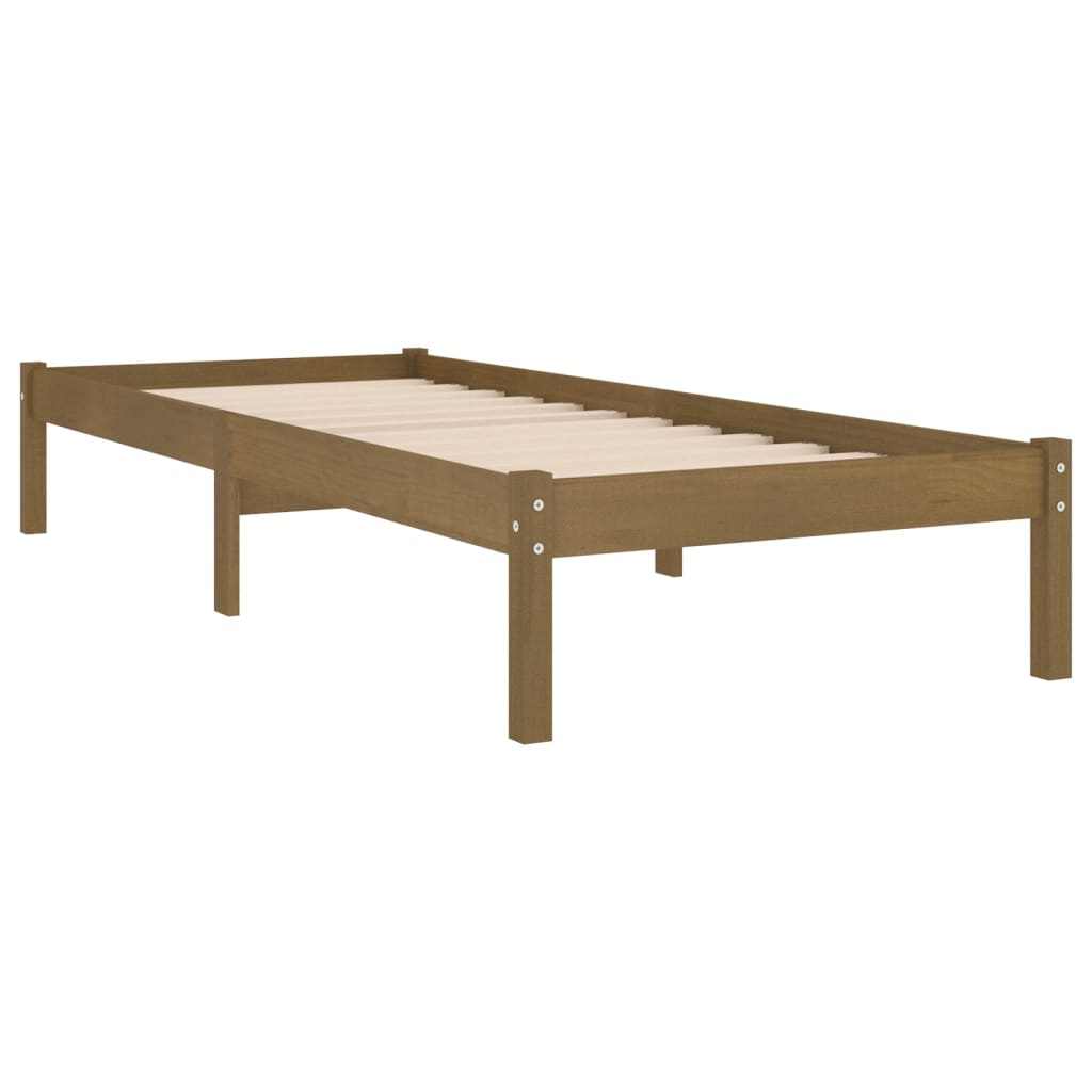 vidaXL Bedframe massief grenenhout honingbruin 90x200 cm