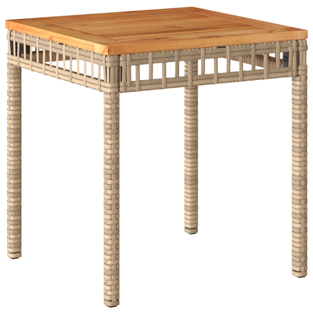 vidaXL 3-delige Bistroset en kussens poly rattan en hout gemengd beige