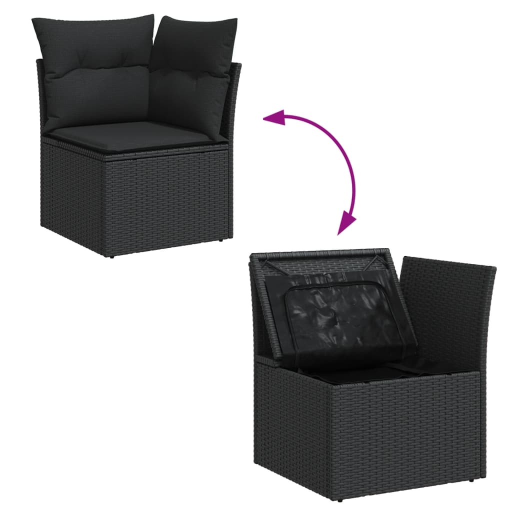 vidaXL 13-delige Loungeset met kussens poly rattan zwart