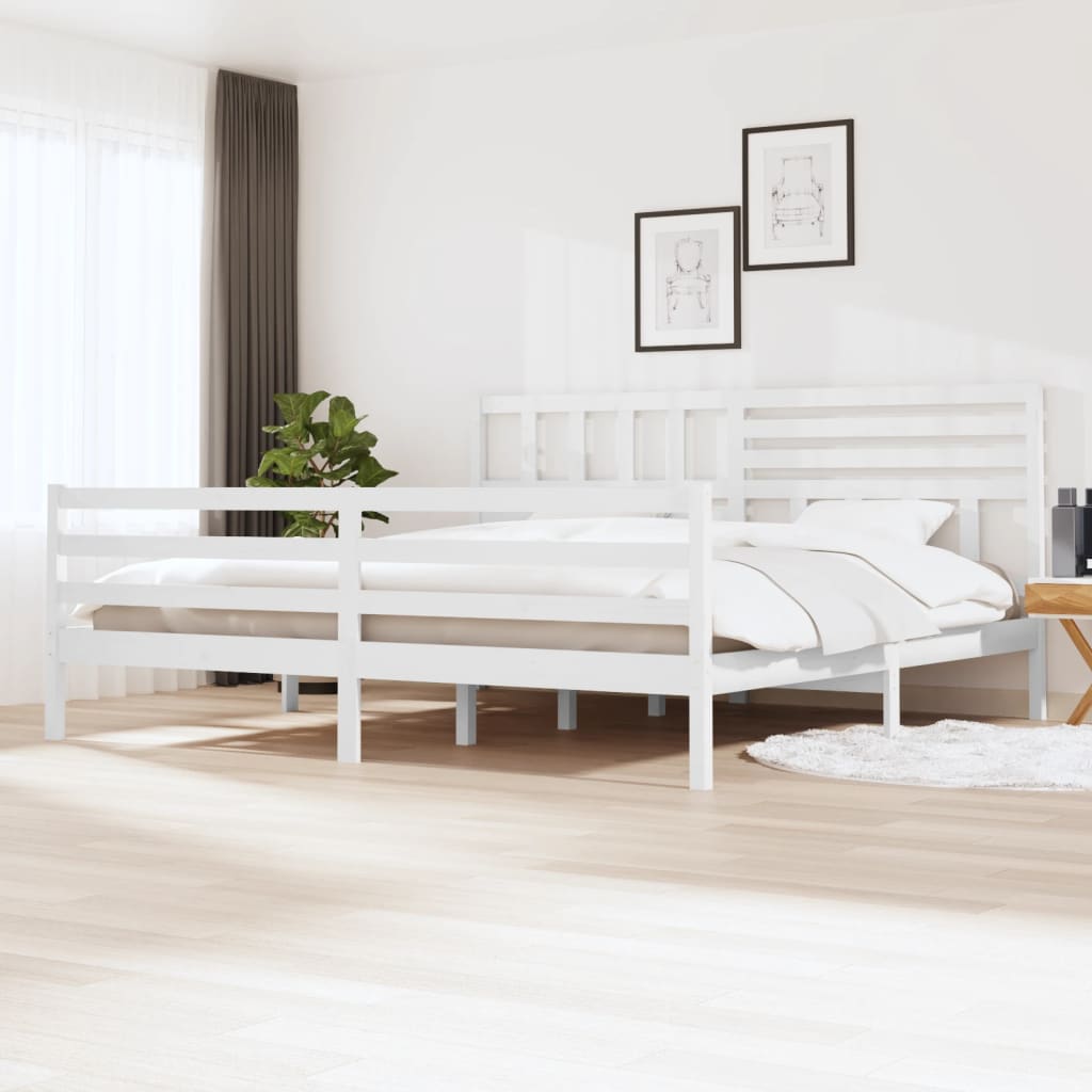 vidaXL Bedframe massief hout wit 180x200 cm