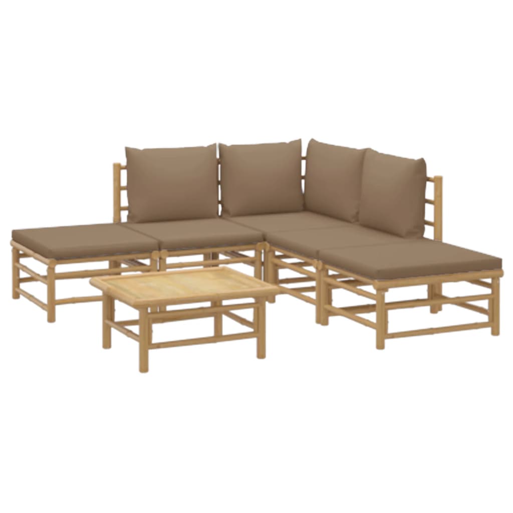 vidaXL 6-delige Loungeset met kussens bamboe taupe