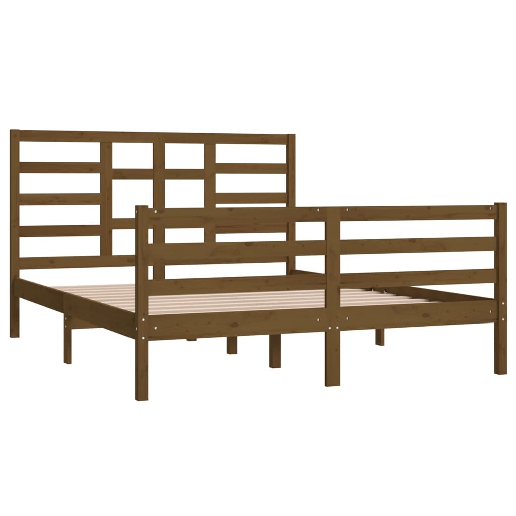 vidaXL Bedframe massief hout honingbruin 150x200 cm