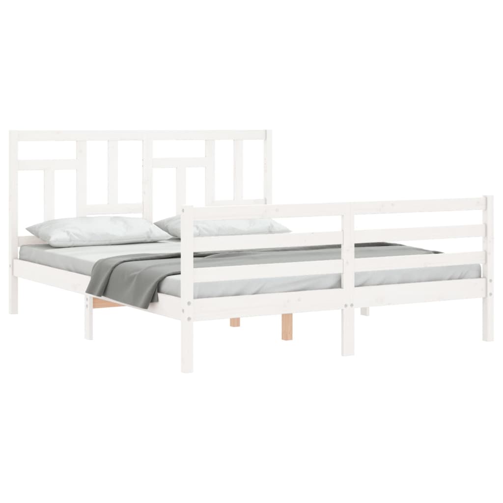 vidaXL Bedframe met hoofdbord massief hout wit