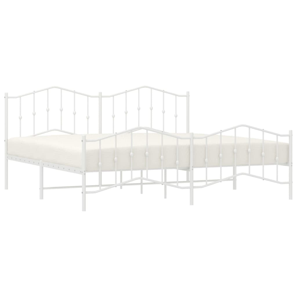 vidaXL Bedframe met hoofd- en voeteneinde metaal wit 200x200 cm