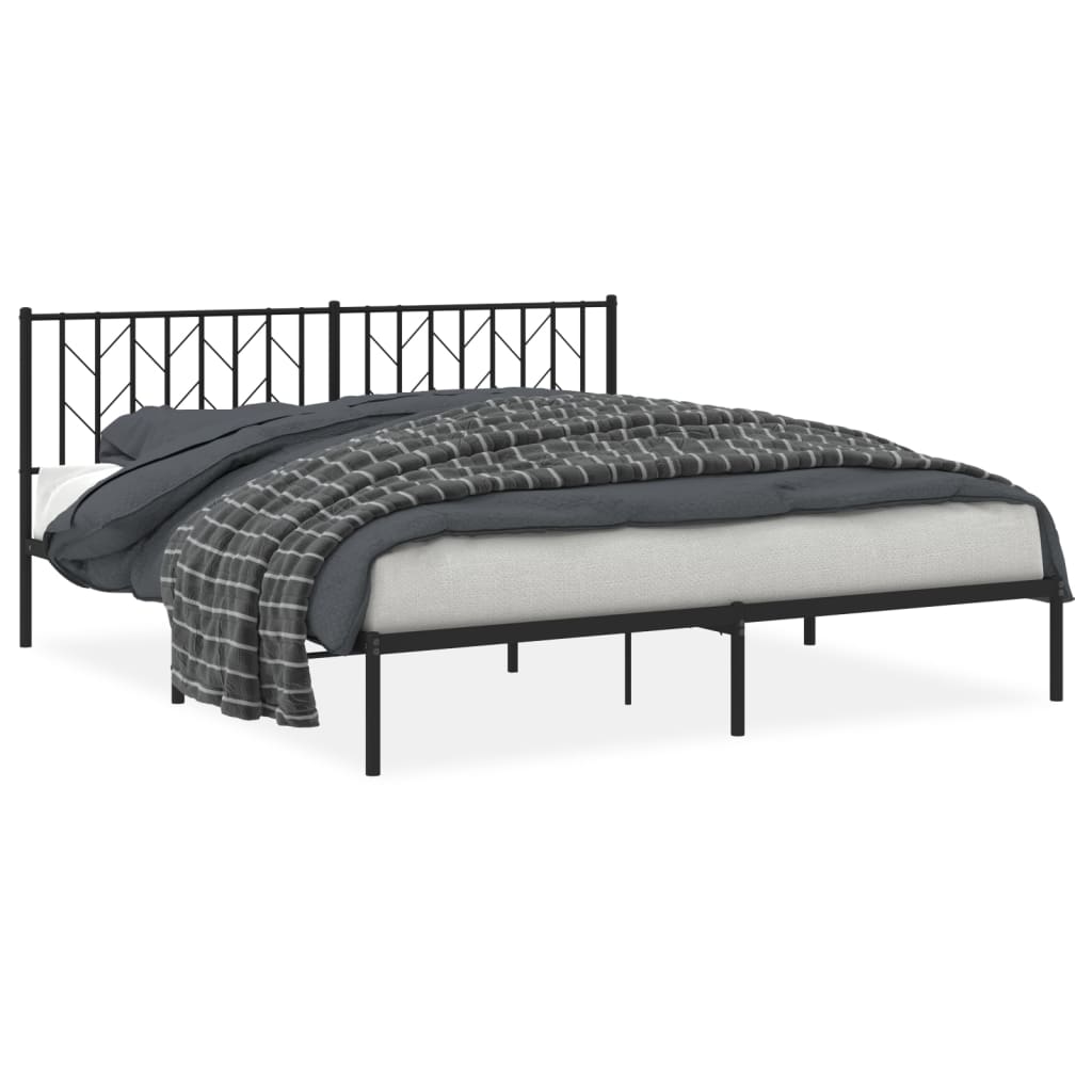 vidaXL Bedframe met hoofdbord metaal zwart 183x213 cm