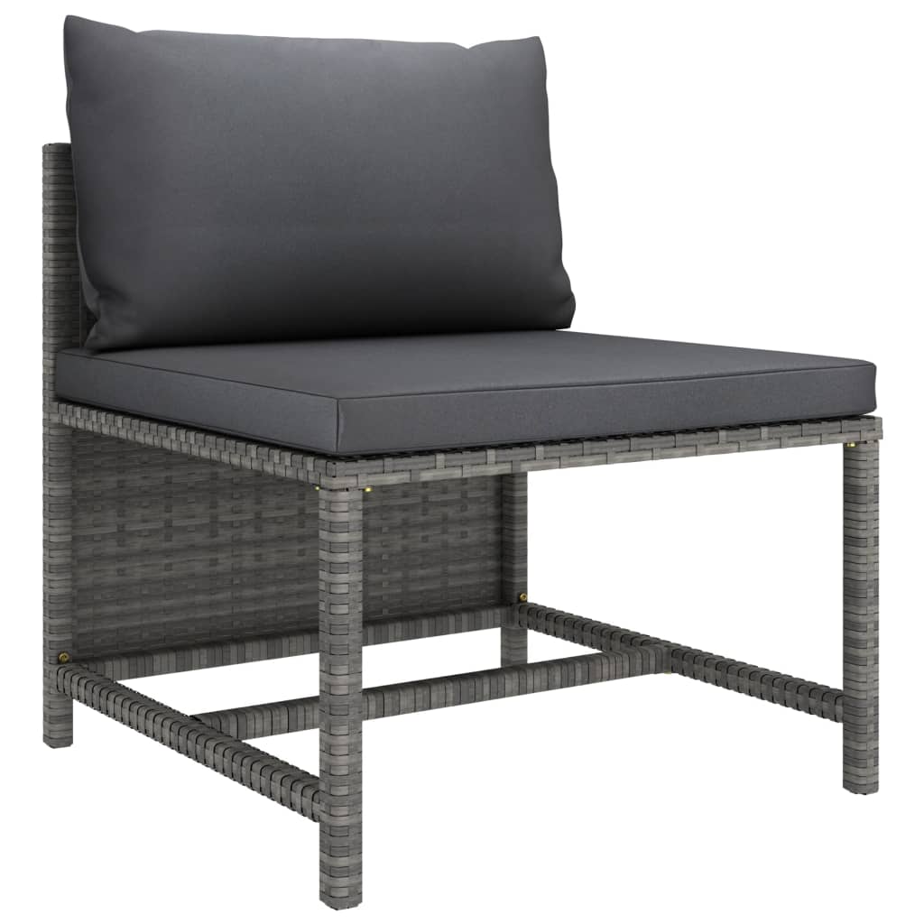 vidaXL 8-delige Loungeset met kussens poly rattan grijs