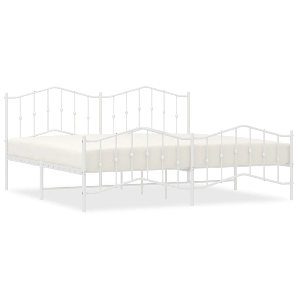 vidaXL Bedframe met hoofd- en voeteneinde metaal wit 200x200 cm