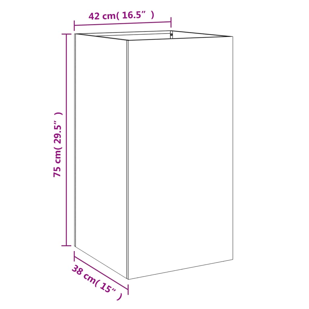 vidaXL Plantenbak 42x38x75 cm gegalvaniseerd staal zilverkleurig