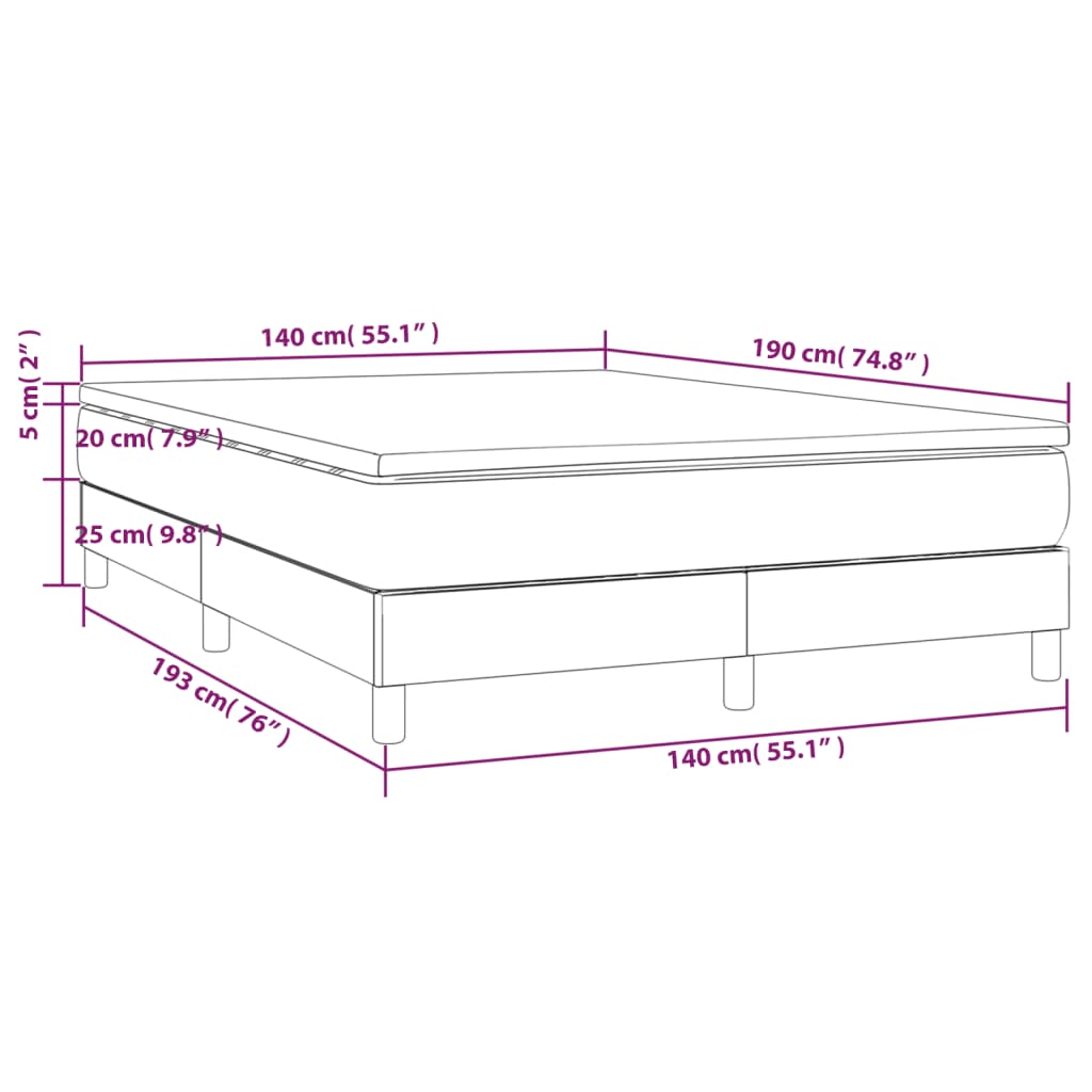 vidaXL Boxspring met matras stof crèmekleurig 140x190 cm