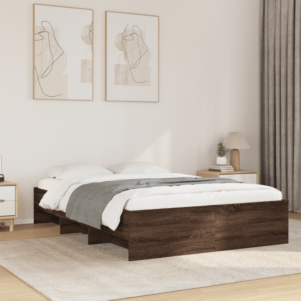 vidaXL Bedframe zonder matras bewerkt hout bruin eikenkleur 140x200 cm