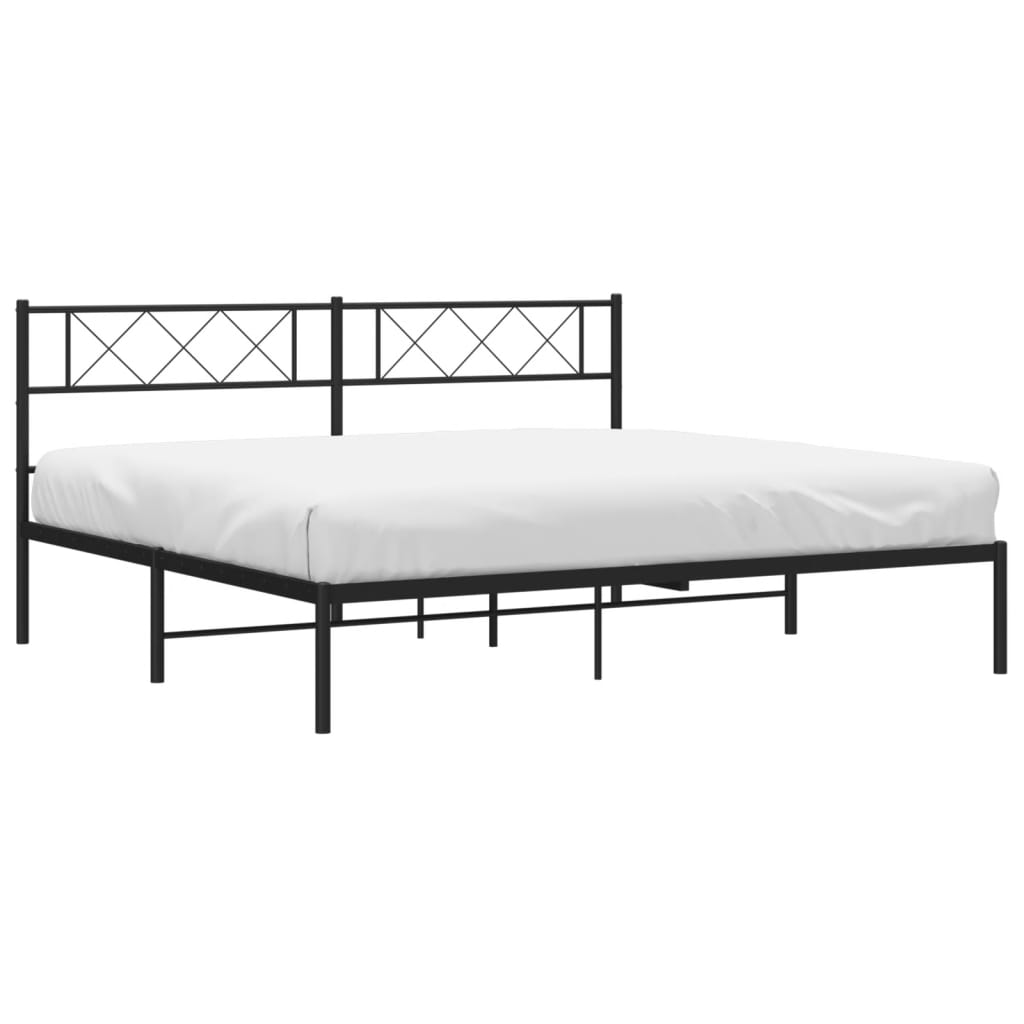 vidaXL Bedframe met hoofdbord metaal zwart 193x203 cm