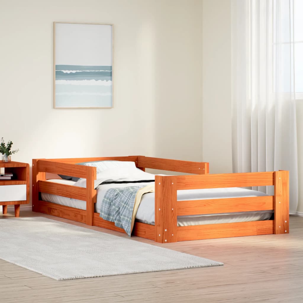 vidaXL Bedframe zonder matras massief grenenhout wasbruin 70x140 cm