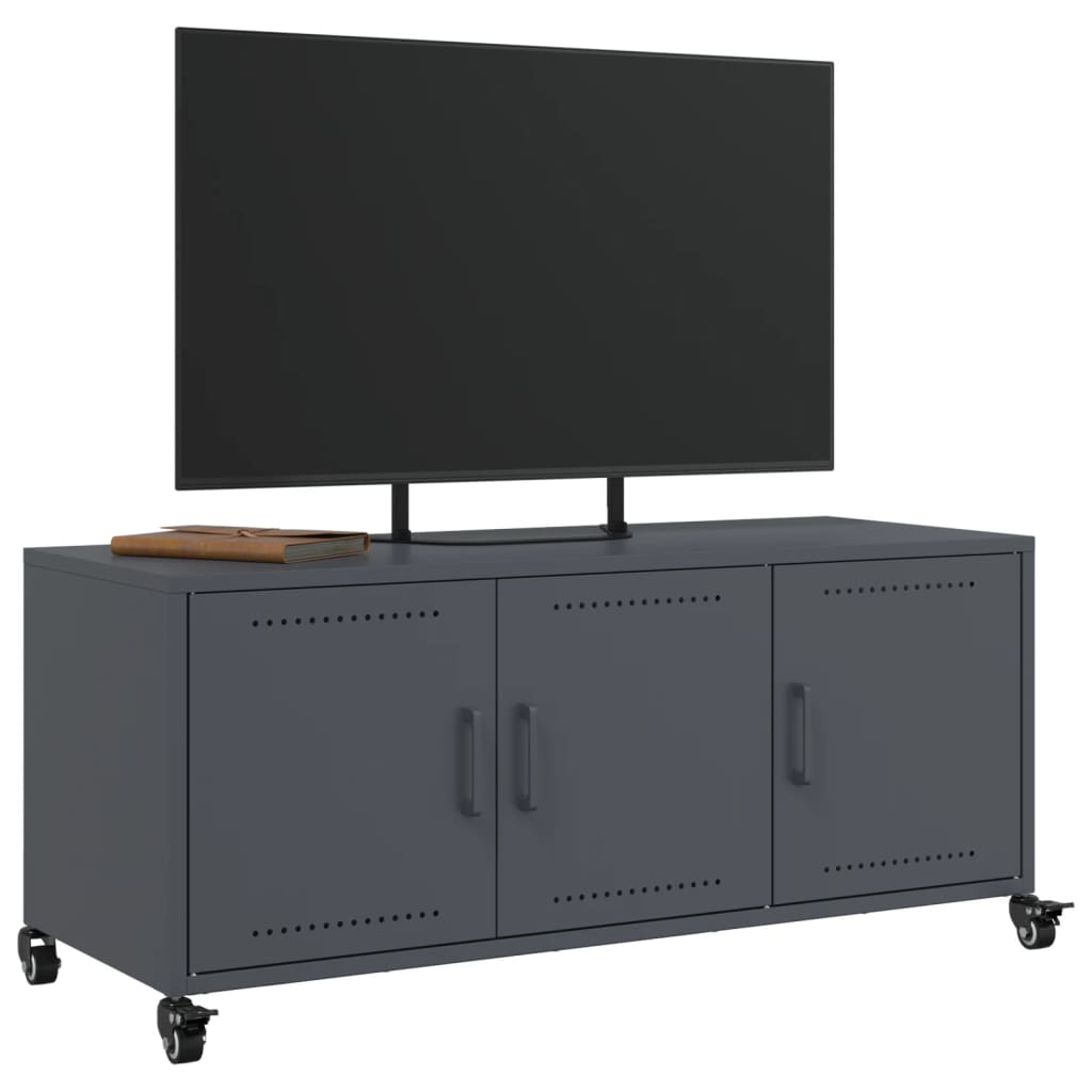 vidaXL Tv-meubel 100,5x39x43,5 cm staal antracietkleurig