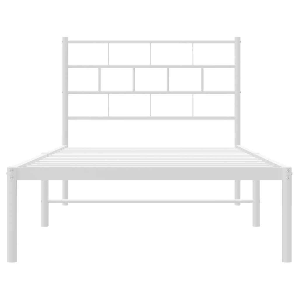 vidaXL Bedframe met hoofdbord metaal wit 100x190 cm